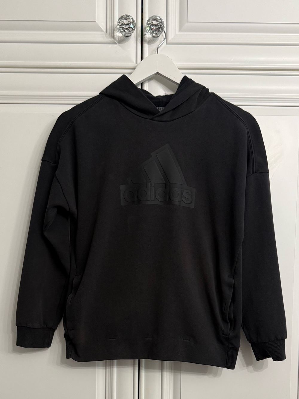 adidas Kids Size Medium (11-12 Years) Black Future Icons Logo Hoodie Sweatshirt